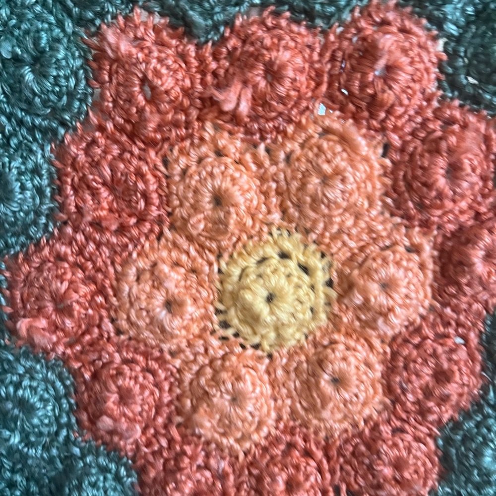 Granny Floral Crocheted Throw Blanket 74x33 Multi-Color Handmade Scalloped Edges - Picture 3 of 6